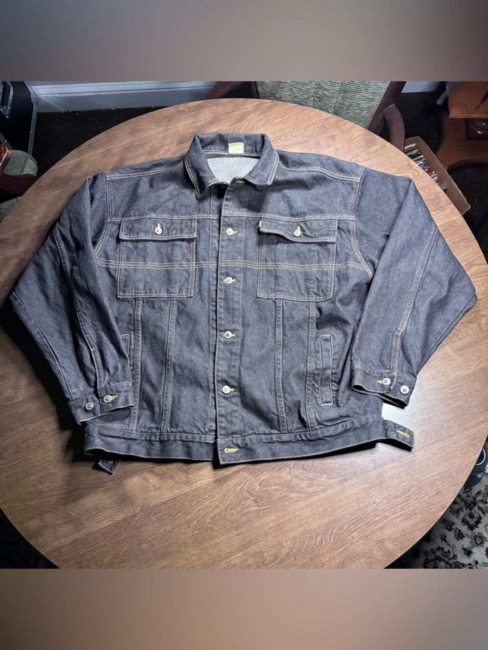 VINTAGE 2000's Y2K DELF USA Denim Jeans Jacket Mens 1XL Hip Hop Streetwear